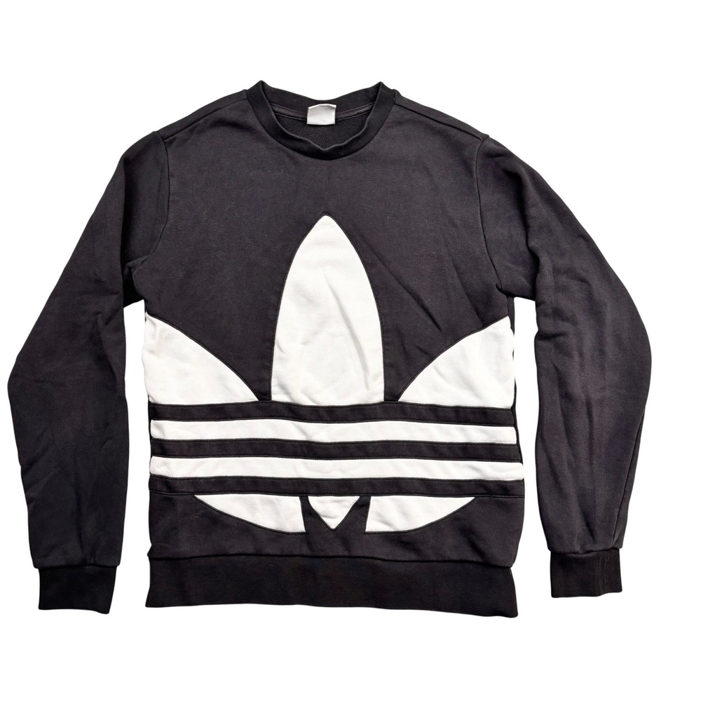 Adidas Originals Big Trefoil Crewneck Sweatshirt Black White FS1852 Youth XL